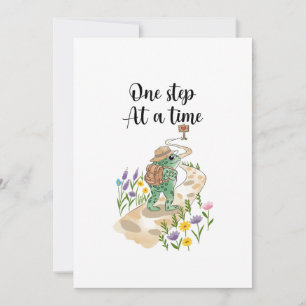 Cute Frog with Backpack One Step at a Time Invitation