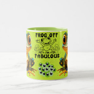 Cute Frog  with Cartoon Frog Design for Frog Lover Two-Tone Coffee Mug