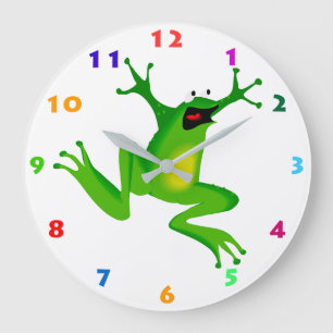 CUTE FROG WITH COLORFUL NUMBERS Kids Wall Clock