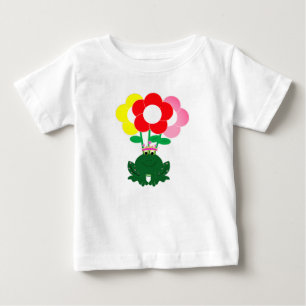 Cute Frog with Colourful Flowers Toddler T-Shirt