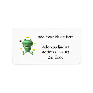 Cute Frog with Flies Label