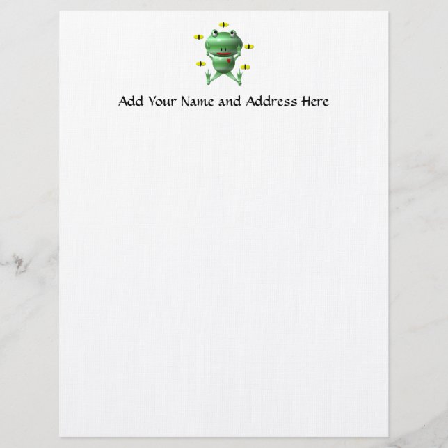 Cute Frog with Flies Letterhead (Front)