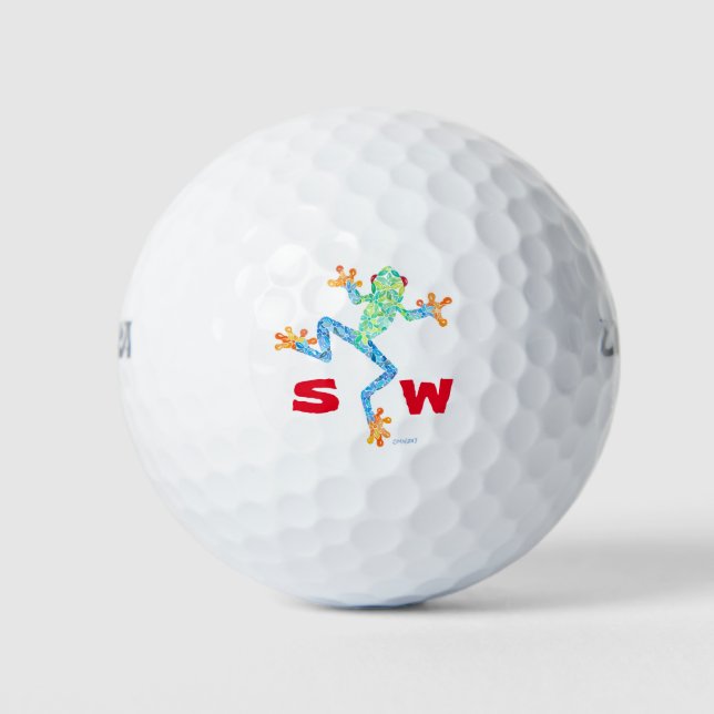 Cute Frog with Initials Golf Ball (Front)