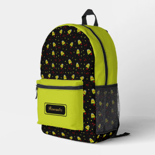 Cute frog with roses pattern printed backpack
