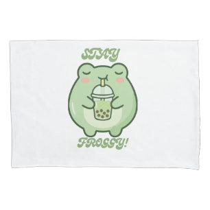 Cute Froggy Bubble Tea Pillow Cover – Kawaii Frog