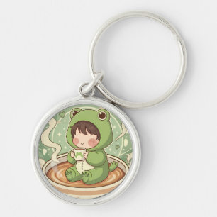 Cute Froggy Coffee Tale Design Keychain