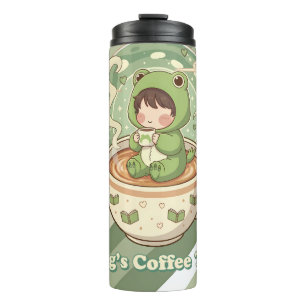 Cute Froggy Coffee Tale Design Thermal Tumbler