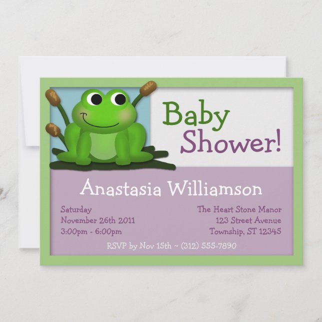 Cute Froggy Colourful Baby Shower Invitations (Front)