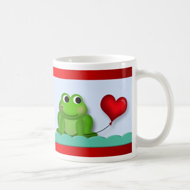 Cute Froggy Heart Balloon Valentine's Day Mug (Right)