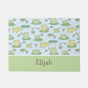 Cute Frogs and Dragonflies Pattern Baby Nursery Doormat