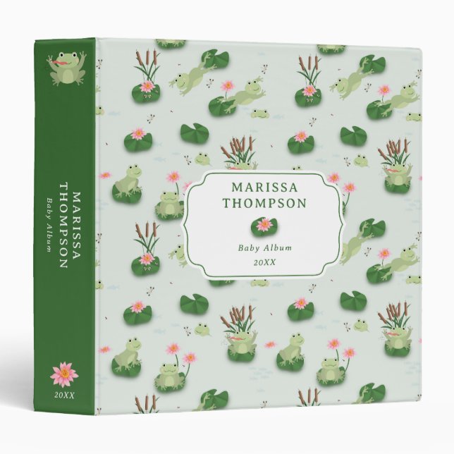 Cute Frogs in Lily Pond Binder (Front/Spine)