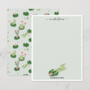 Cute Frogs in Lily Pond Custom Name Card