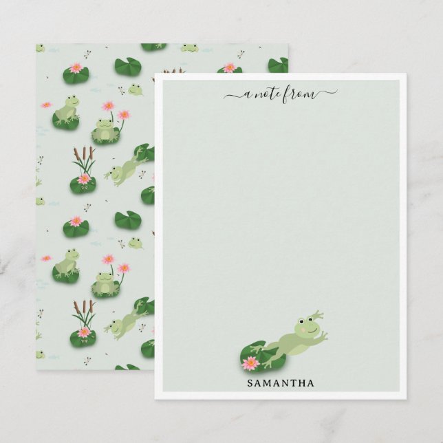 Cute Frogs in Lily Pond Custom Name Card (Front/Back)