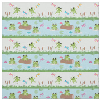 Cute Frogs in Pond Fabric