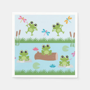 Cute Frogs in Pond Napkin