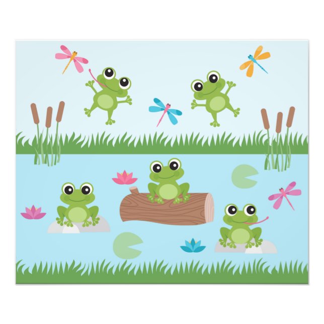 Cute Frogs in Pond Photo Print (Front)