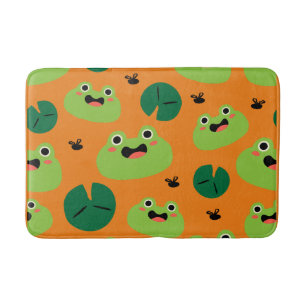 Cute Frogs & Lily Pads bath mat