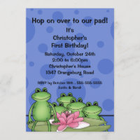 Cute Frogs on Lily Pad 1st Birthday