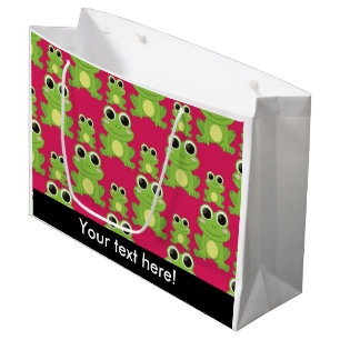 Cute frogs pattern large gift bag