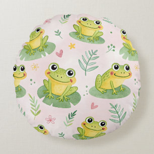 Cute frogs Pattern Round Pillow