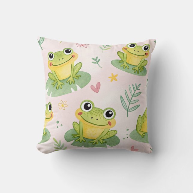 Cute frogs Pattern Throw Pillow (Front)