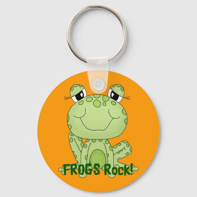 Cute Frogs Rock Love Frog Products Keychain (Front)