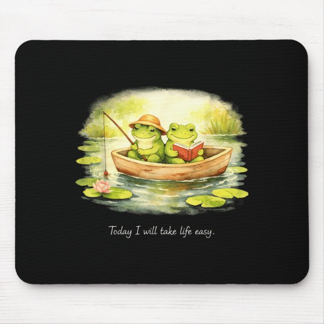 Cute frogs will take life easy calm cozy readers mouse pad (Front)