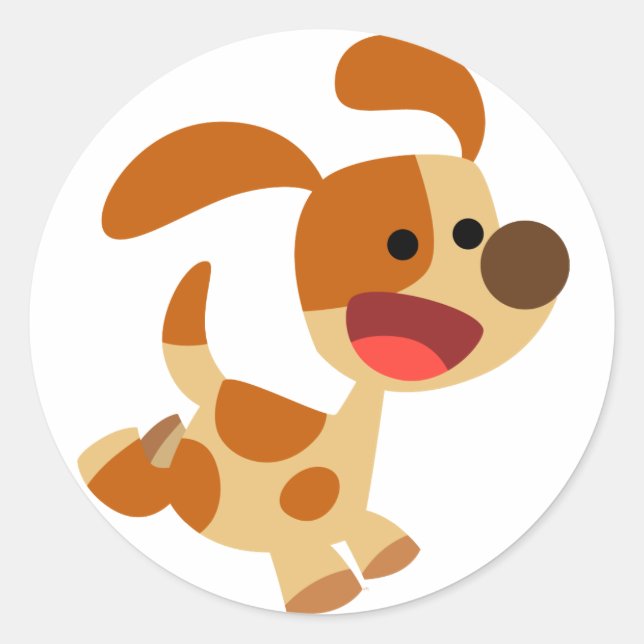 Cute Frolicking Cartoon Dog  Sticker (Front)