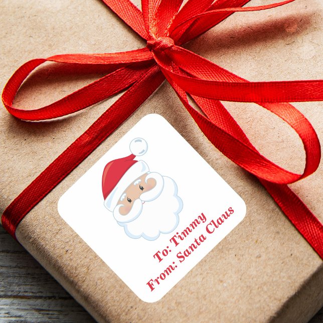 Cute From Santa Claus Customized Christmas Gift Square Sticker (Creator Uploaded)