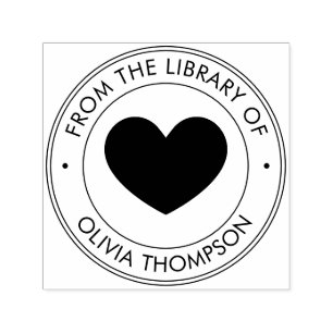 Cute From the Library Of And Heart Custom Self-inking Stamp