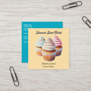 Cute Frosted Cupcake Bakery Square Business Card