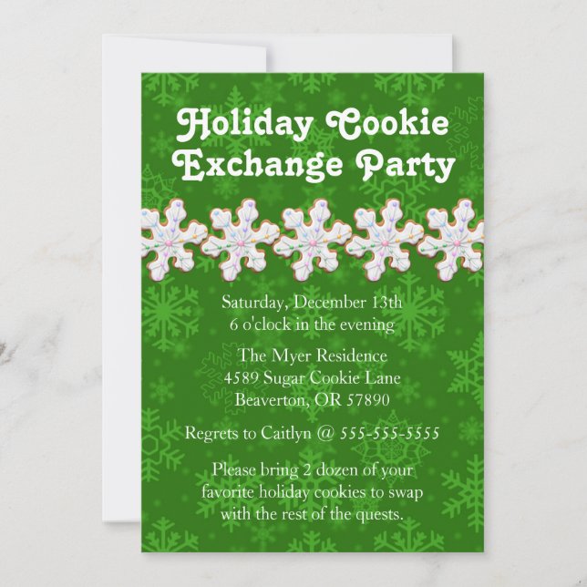 Cute Frosted Sugar Cookie Exchange Holiday Invite (Front)