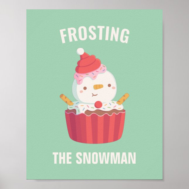 Cute Frosting The Snowman Cupcake Christmas Decor (Front)