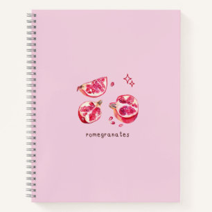 Cute fruit aesthetic pomegranate pink  notebook