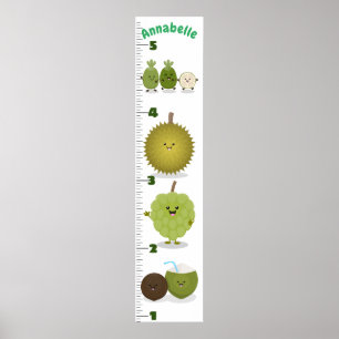 Cute fruit cartoon illustration growth chart