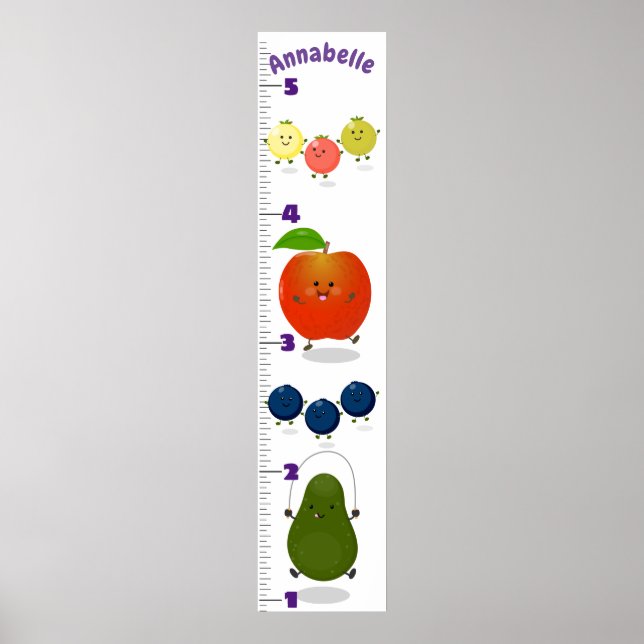 Cute fruit cartoon illustration growth chart (Front)