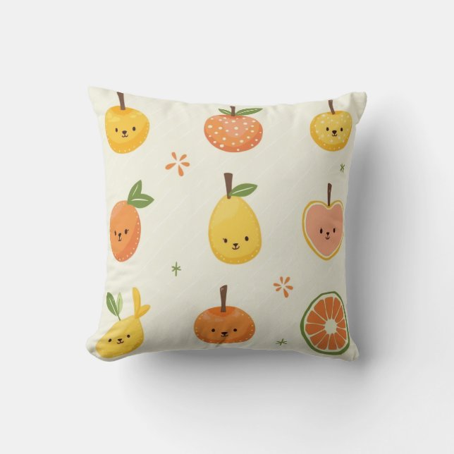 Cute fruit character pattern cushion (Front)
