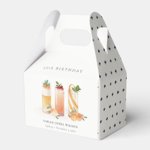 Cute Fruit Cocktail Blush Orange Any Age Birthday Favor Box