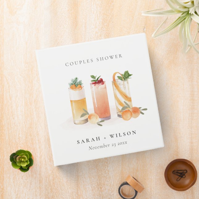Cute Fruit Cocktail Blush Orange Couples Shower Binder (In Situ)