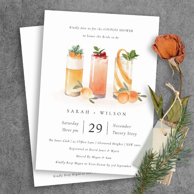 Cute Fruit Cocktail Orange Couples Shower Invite (Creator Uploaded)