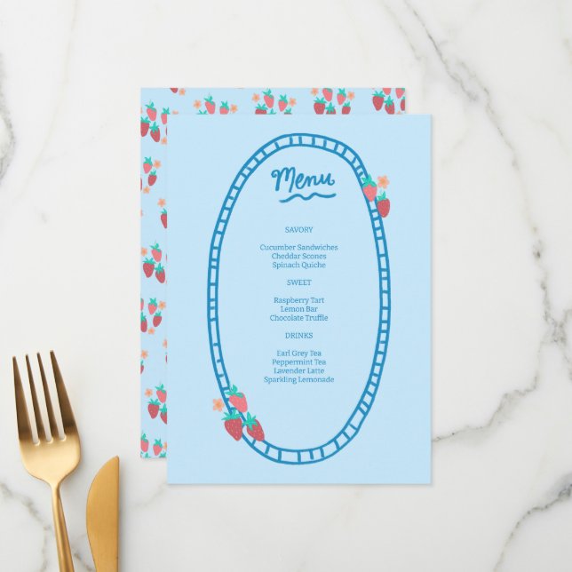 Cute Fruit CUSTOM Bridal Baby Shower Wedding Party Menu (Front/Back In Situ)