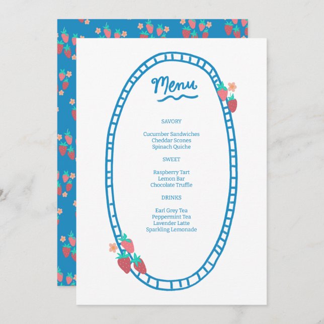 Cute Fruit CUSTOM Bridal Baby Shower Wedding Party Menu (Front/Back)