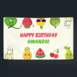 Cute Fruit Funny Kids Birthday Party Signs Banner<br><div class="desc">Get ready for a fresh celebration! This fruit-themed birthday banner is bursting with juicy colours and playful charm — perfect for your little one’s big day. Featuring adorable illustrations of smiling strawberries, zesty lemons and more, this sets the tone for a fresh and fun party. With bright, kid-friendly design and...</div>