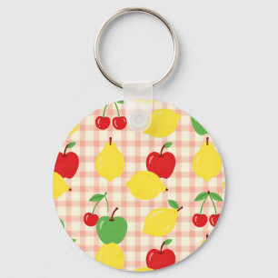 Cute Fruit Gingham Pattern Keychain
