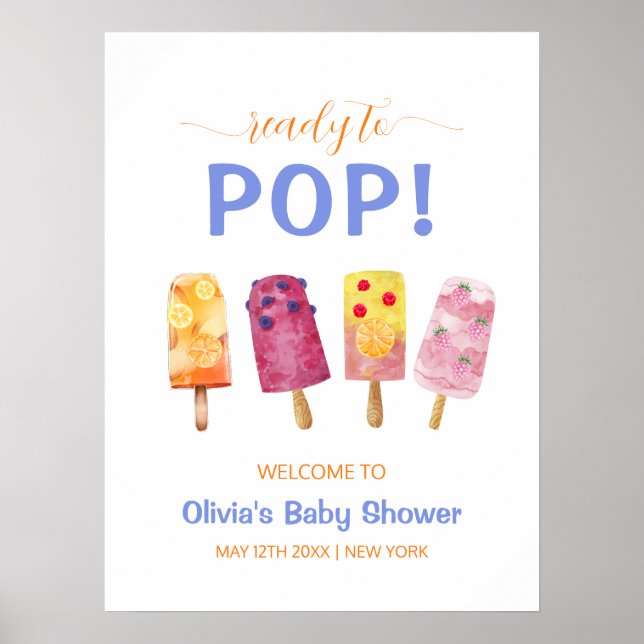 Cute Fruit Ice Cream Popcicle Baby Shower Welcome  Poster (Front)