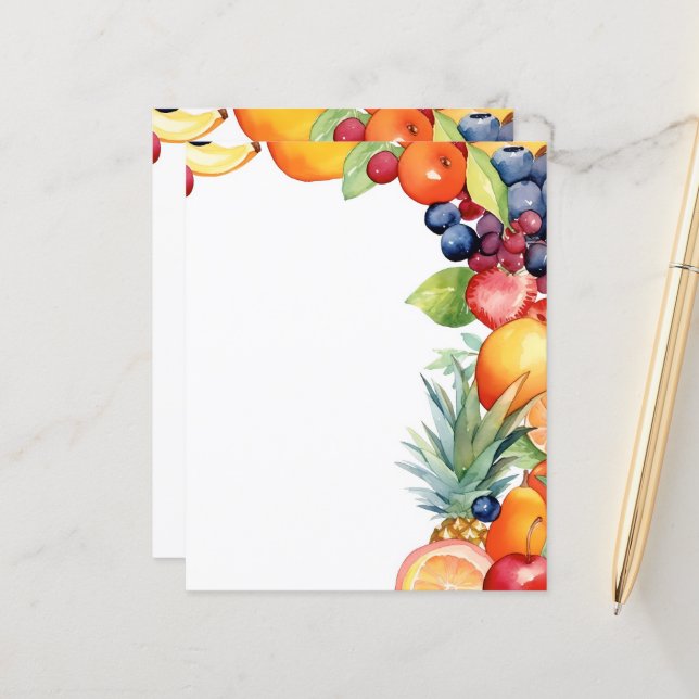 Cute fruit lovers vendors stationery paper sheet (Front/Back In Situ)