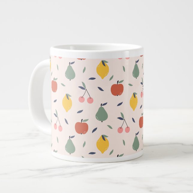 Cute Fruit Pattern Large Coffee Mug (Front Left)