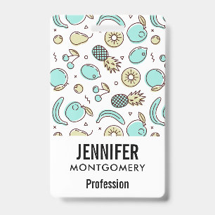Cute Fruit Pattern Summery Line Drawing Badge