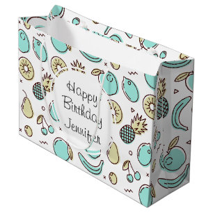Cute Fruit Pattern Summery Line Drawing Birthday Large Gift Bag