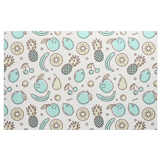 Cute Fruit Pattern Summery Line Drawing Fabric (Fat Quarter)